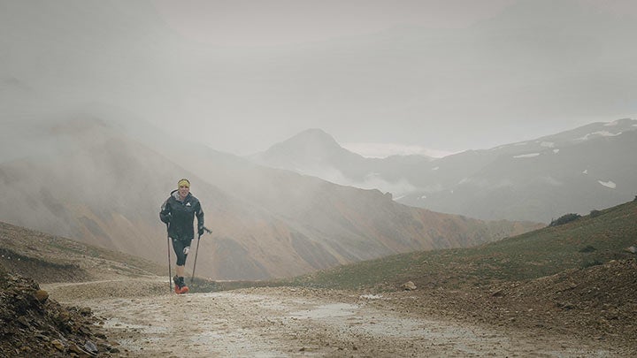 Climbing into the clouds at the Ouray 100.